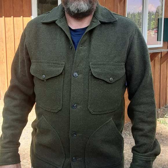 Filson Other - Vintage Filson Mens Large Unlined Wool Cape Coat Virgin Wool Olive Green Jacket
